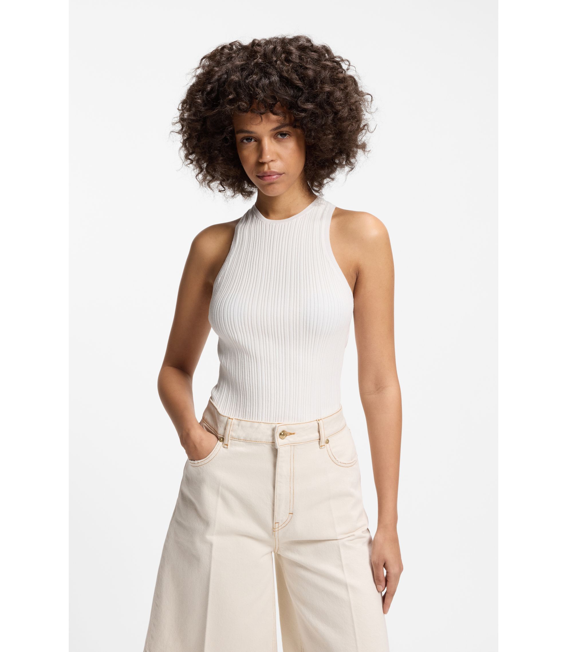 Racerback-Top aus geripptem Krepp