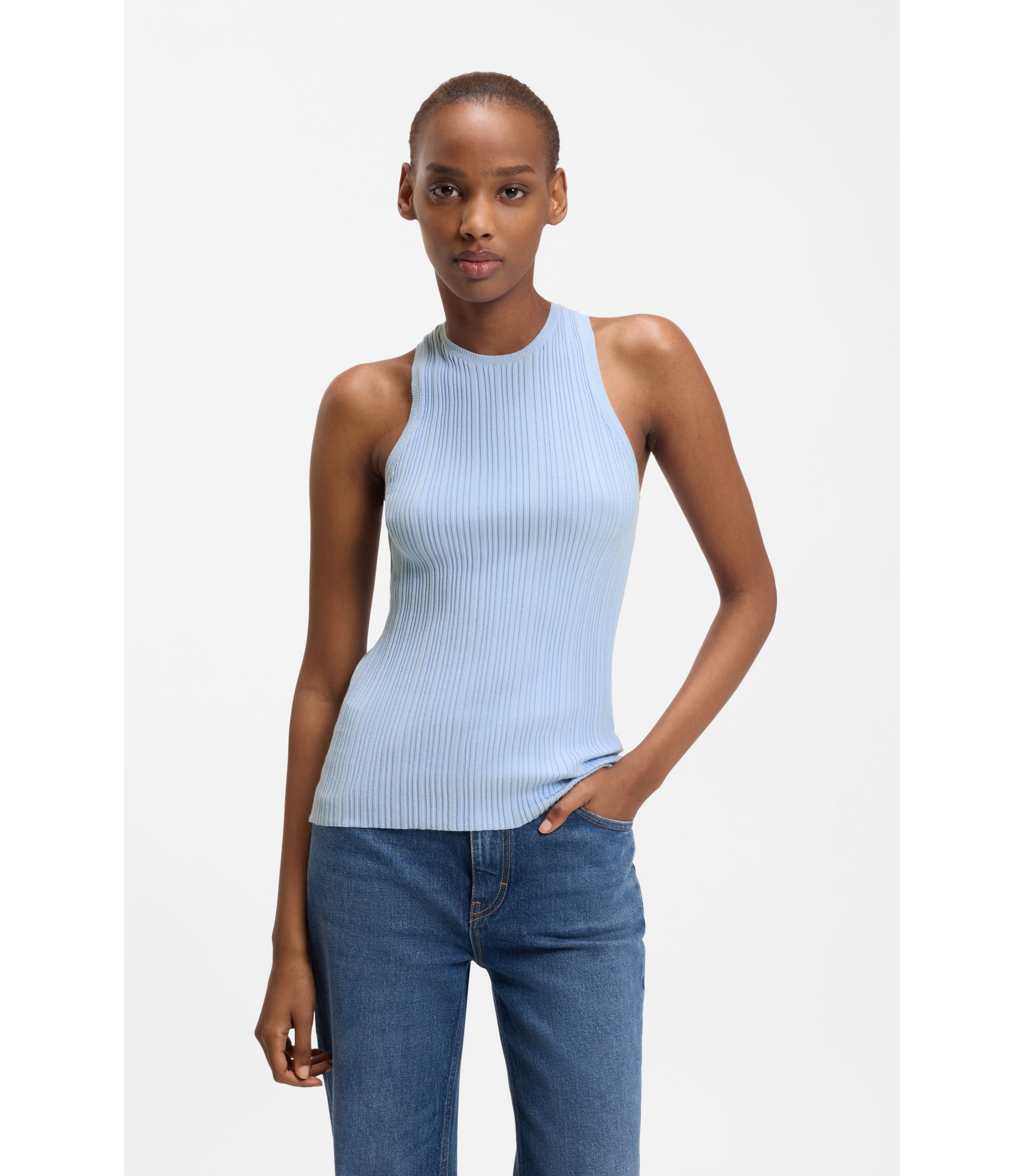 Racerback-Top aus geripptem Krepp