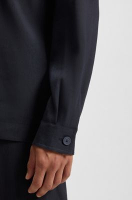 Relaxed-fit shirt in an Italian-made linen blend, Dark Blue