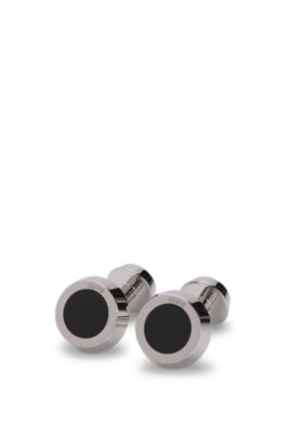 Boss Brass cufflinks with engraved-logo enamel insert armband herr – bild 2