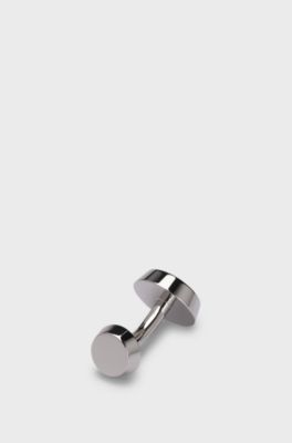 Round cufflinks with black-enamel insert, Black