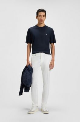 Formal trousers in comfort-stretch cotton, White