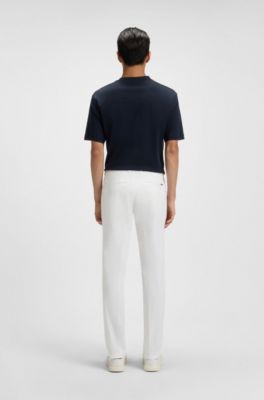 Formal trousers in comfort-stretch cotton, White