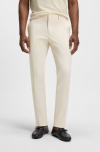 Formal trousers in comfort-stretch cotton, Natural