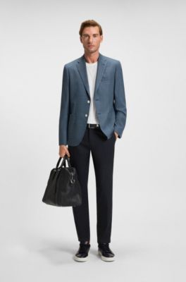 Formal trousers in comfort-stretch cotton, Dark Blue