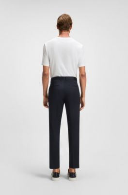 Formal trousers in comfort-stretch cotton, Dark Blue