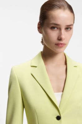 Blazer slim fit in materiale elasticizzato, Giallo chiaro