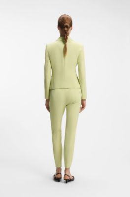 Blazer slim fit in materiale elasticizzato, Giallo chiaro
