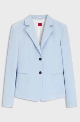 Blazer slim fit in materiale elasticizzato, Celeste