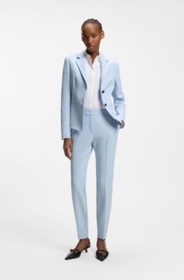 Slim-fit blazer in stretch material, Light Blue