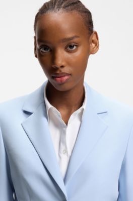 Slim-fit blazer in stretch material, Light Blue
