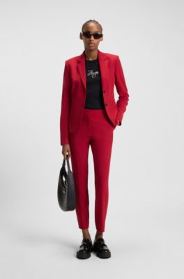 Slim-fit blazer in stretch material, Red