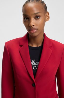 Slim-fit blazer in stretch material, Red