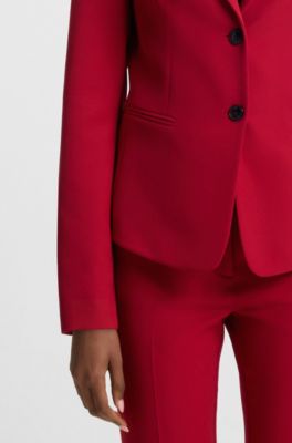 Slim-fit blazer in stretch material, Red