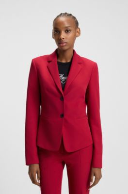 Slim-fit blazer in stretch material, Red