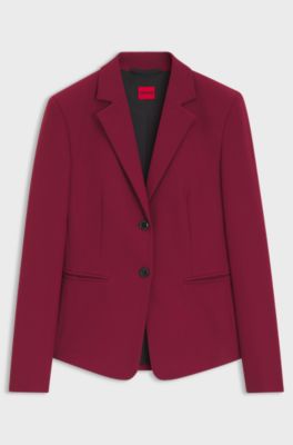 Slim-fit blazer in stretch material, Dark Red