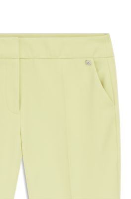 Slim-fit trousers in stretch fabric with logo rivet, Light Yellow