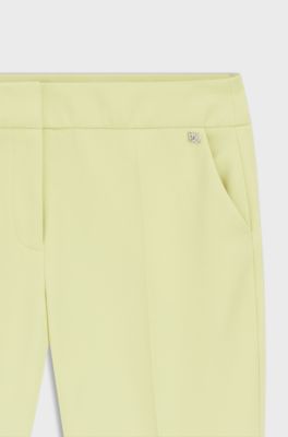 Slim-fit trousers in stretch fabric with logo rivet, Light Yellow