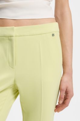 Slim-fit trousers in stretch fabric with logo rivet, Light Yellow