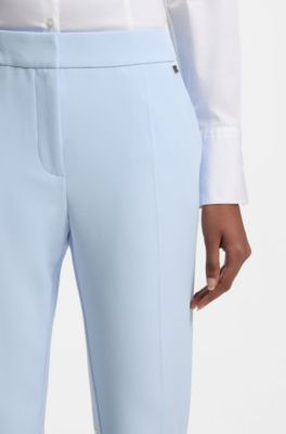Slim-fit trousers in stretch fabric with logo rivet, Light Blue