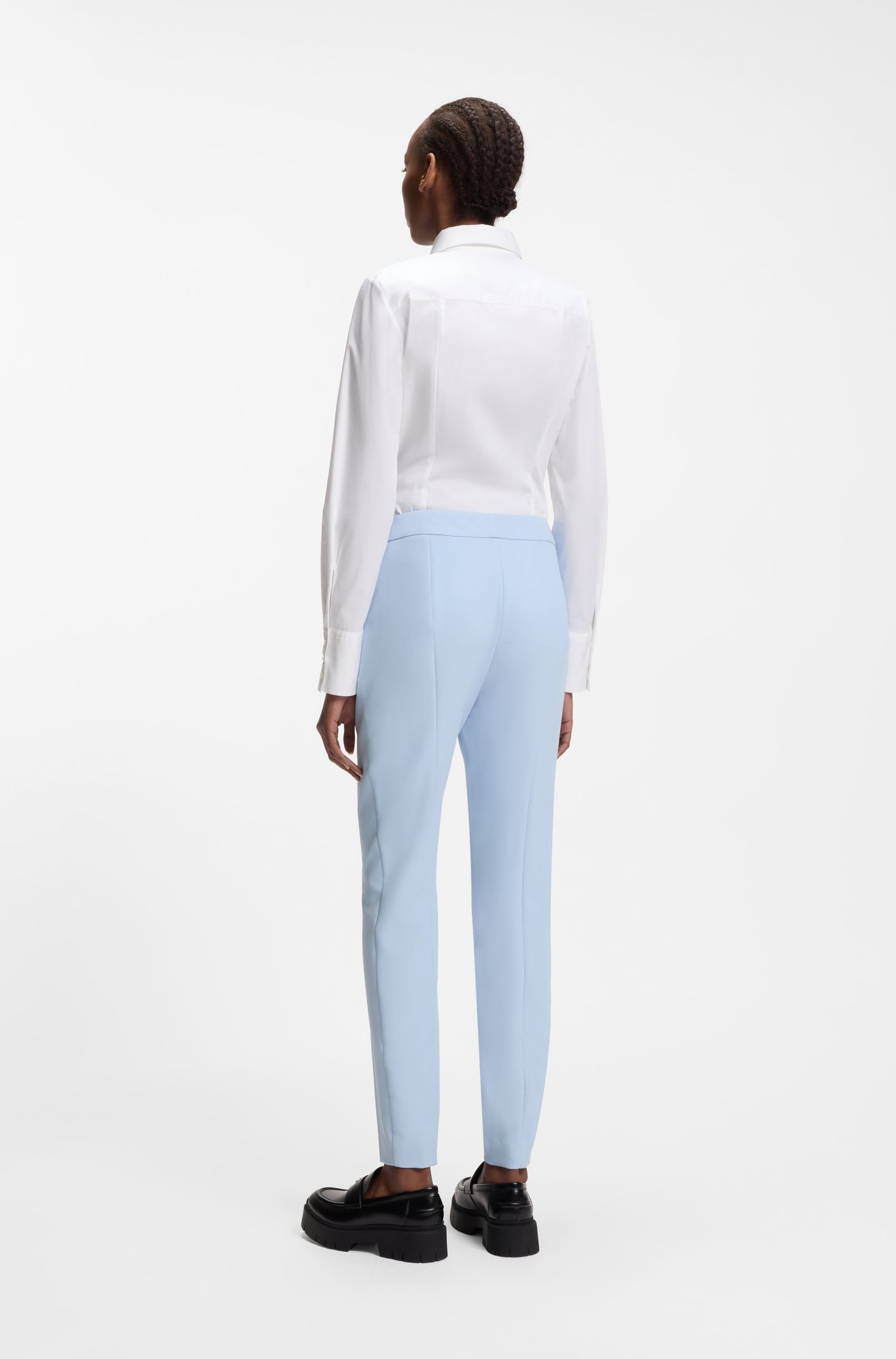 Hugo Slim-fit trousers in stretch fabric with logo rivet byxor dam – bild 2