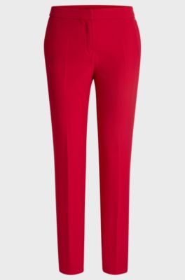 Slim-fit trousers in stretch fabric with logo rivet, Red