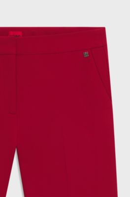 Slim-fit trousers in stretch fabric with logo rivet, Red