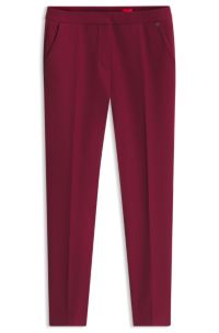 Slim-fit trousers in stretch fabric with logo rivet, Red