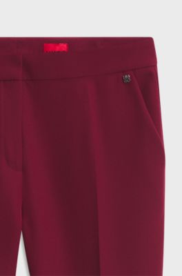 Slim-fit trousers in stretch fabric with logo rivet, Red