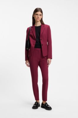 Slim-fit trousers in stretch fabric with logo rivet, Red