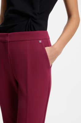 Slim-fit trousers in stretch fabric with logo rivet, Red