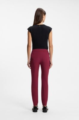 Slim-fit trousers in stretch fabric with logo rivet, Red