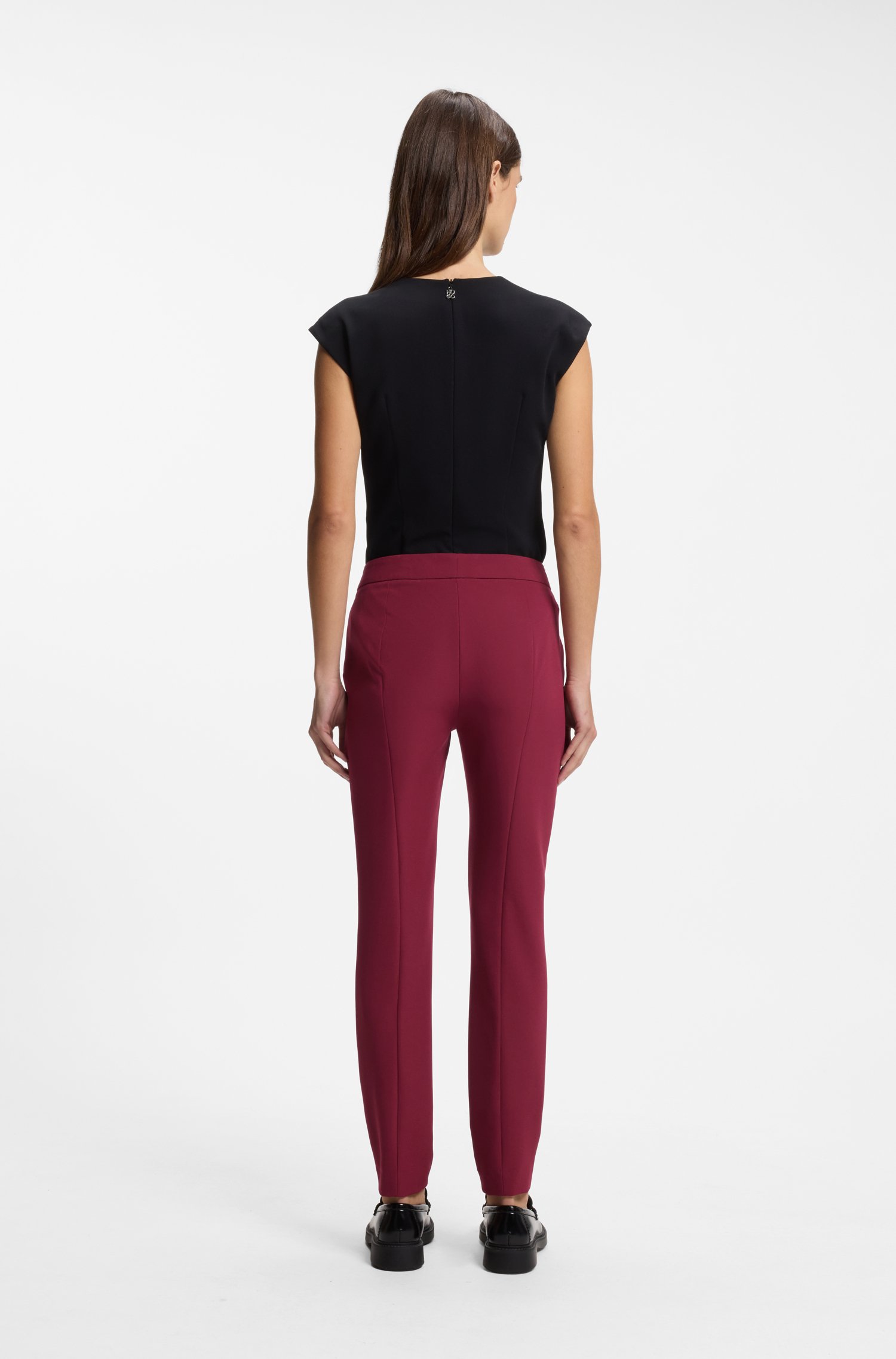 Hugo Slim-fit trousers in stretch fabric with logo rivet byxor dam – bild 2
