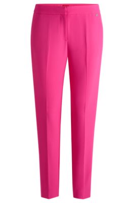 Pantaloni slim fit in tessuto elasticizzato con rivetto con logo, Rosa