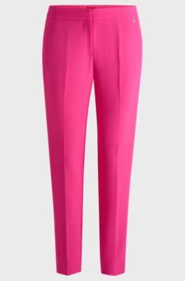 Slim-fit trousers in stretch fabric with logo rivet, Pink
