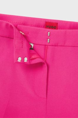 Slim-fit trousers in stretch fabric with logo rivet, Pink