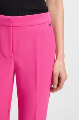Slim-fit trousers in stretch fabric with logo rivet, Pink