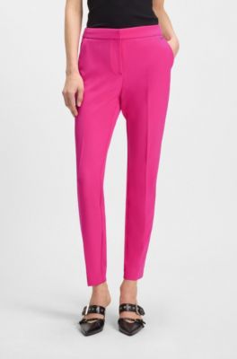 Slim-fit trousers in stretch fabric with logo rivet, Pink