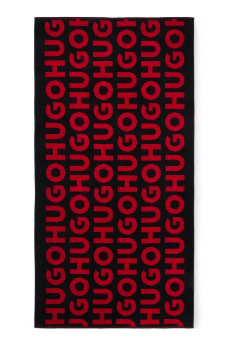 Cotton-terry beach towel with logo pattern
