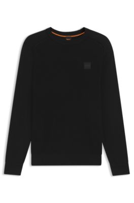 Mixed-structure sweater in cotton and cashmere, Black