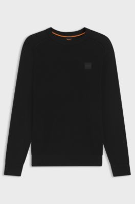Mixed-structure sweater in cotton and cashmere, Black
