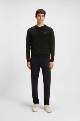 Mixed-structure sweater in cotton and cashmere, Black
