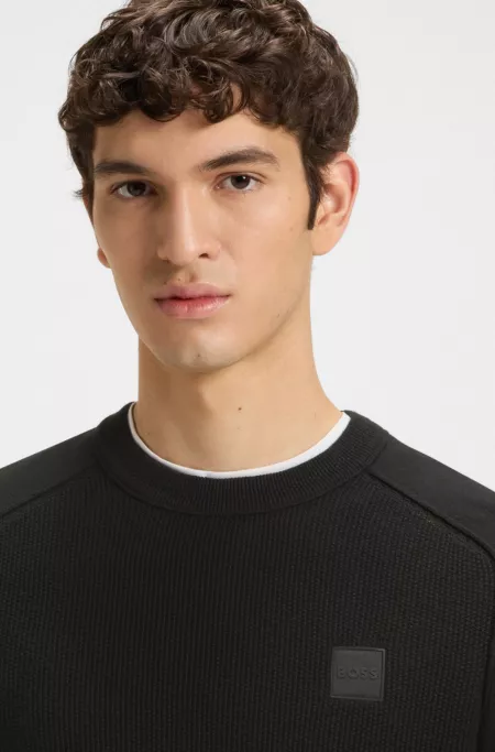 Mixed-structure sweater in cotton and cashmere