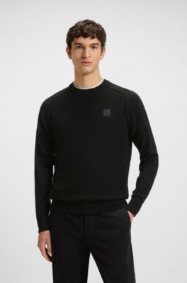 Mixed-structure sweater in cotton and cashmere, Black