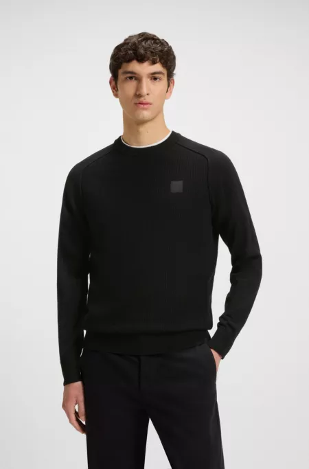 Mixed-structure sweater in cotton and cashmere