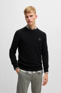 Mixed-structure sweater in cotton and cashmere, Black
