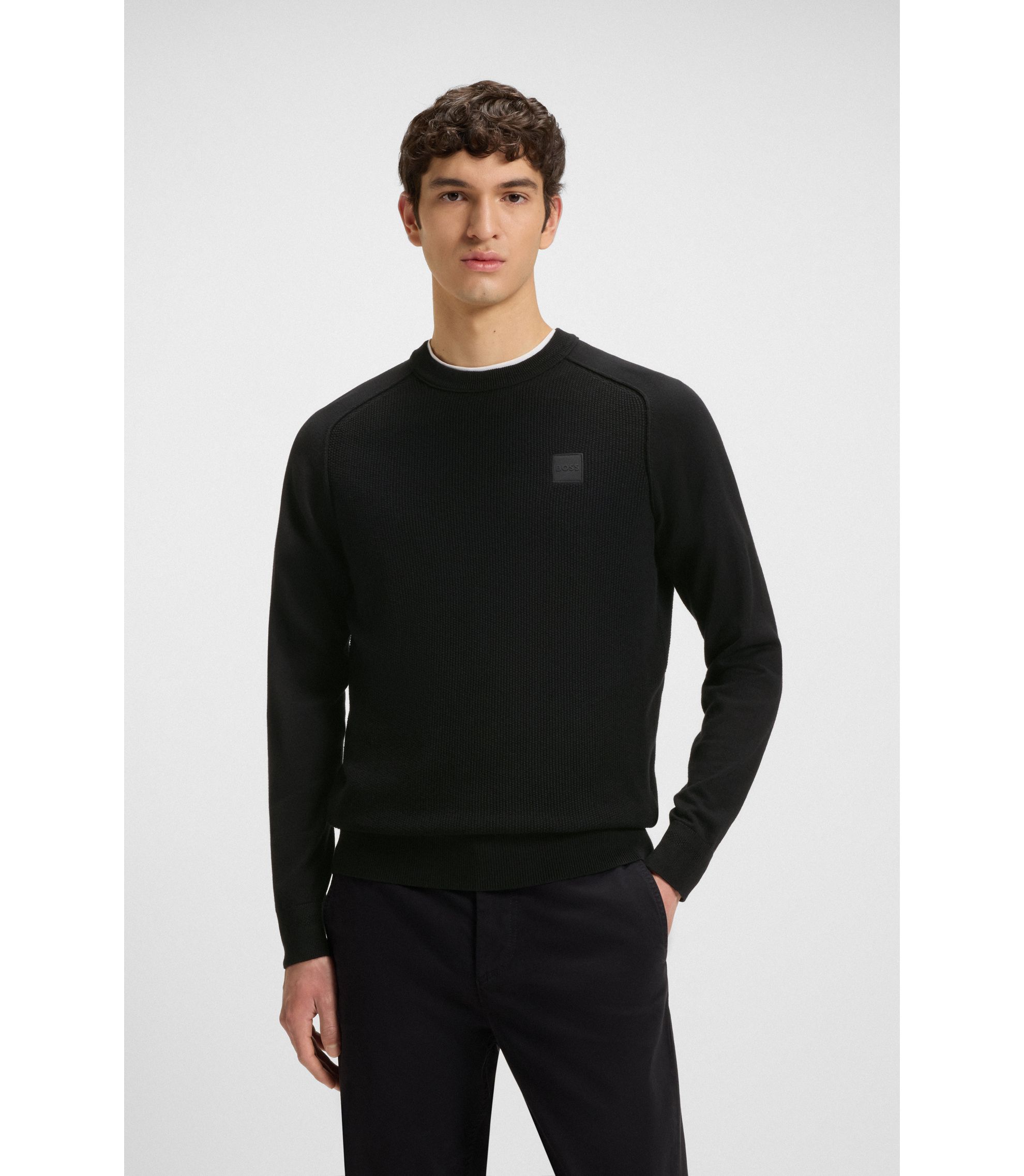 Hugo Boss Pullover aus Baumwolle und Kaschmir mit verschiedenen Strukturen