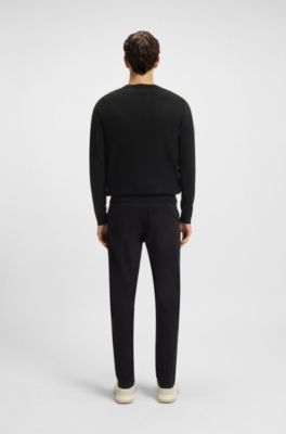 Mixed-structure sweater in cotton and cashmere, Black