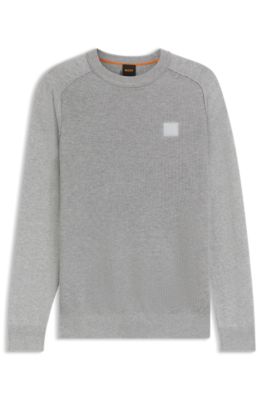 Mixed-structure sweater in cotton and cashmere, Light Grey