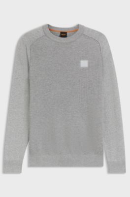 Mixed-structure sweater in cotton and cashmere, Light Grey